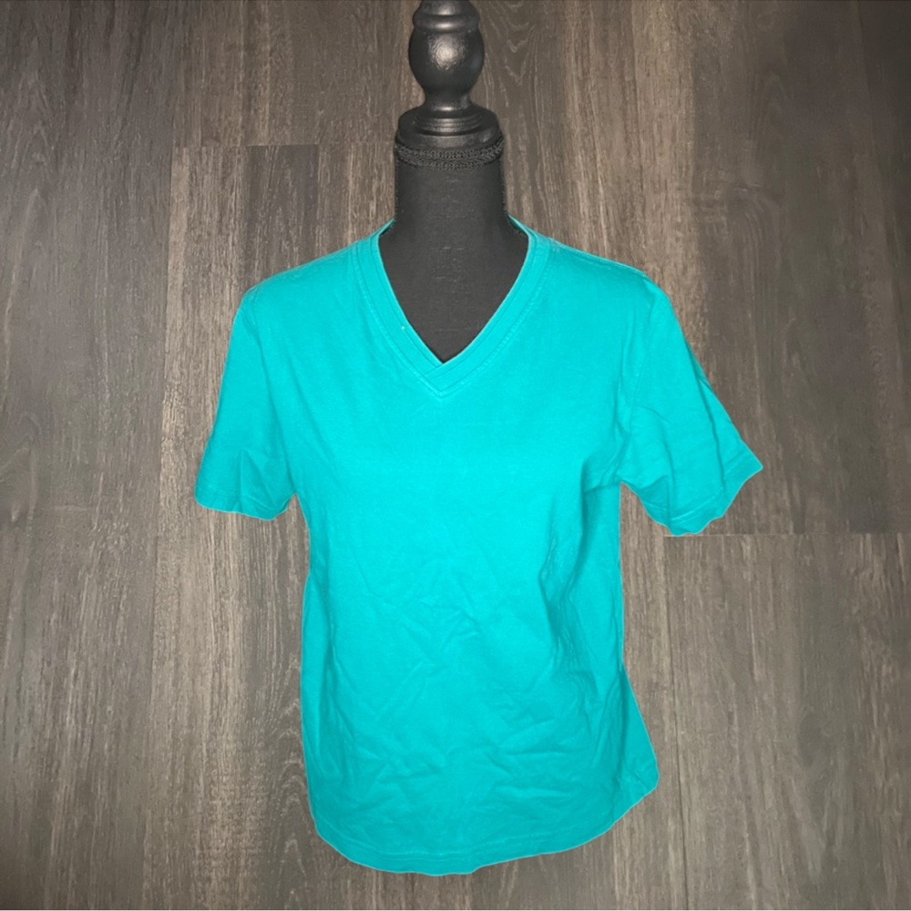Bill Blass Teal V-Neck Short Sleeve‎ Tee Shirt
